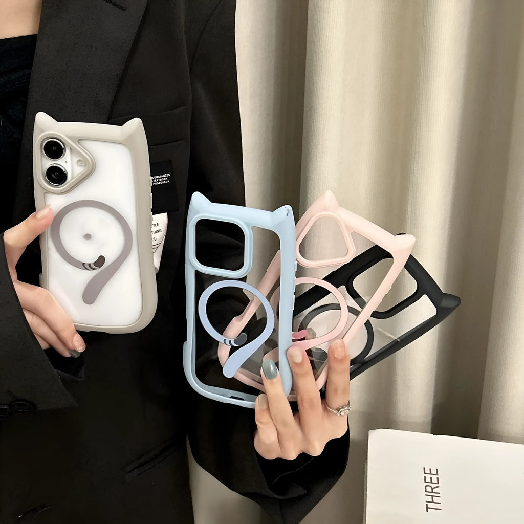 Transparent acrylic TPU phone case with magnetic suction for Apple IPhone 17 models in black colour