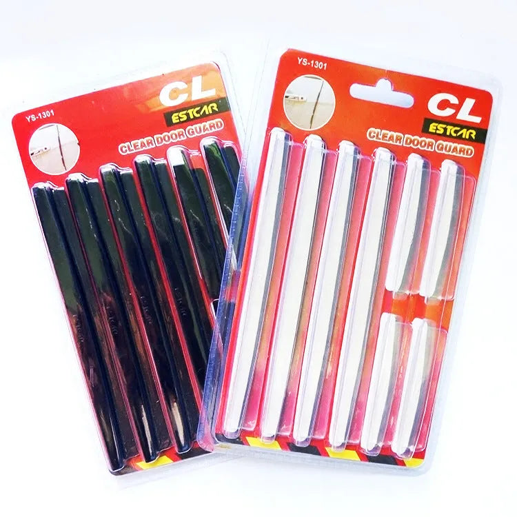 White plastic car door edge protector strip set for general vehicle models