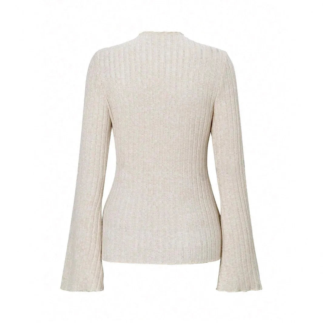 Long sleeve round neck top with lantern sleeves in black colour, loose fit casual styling