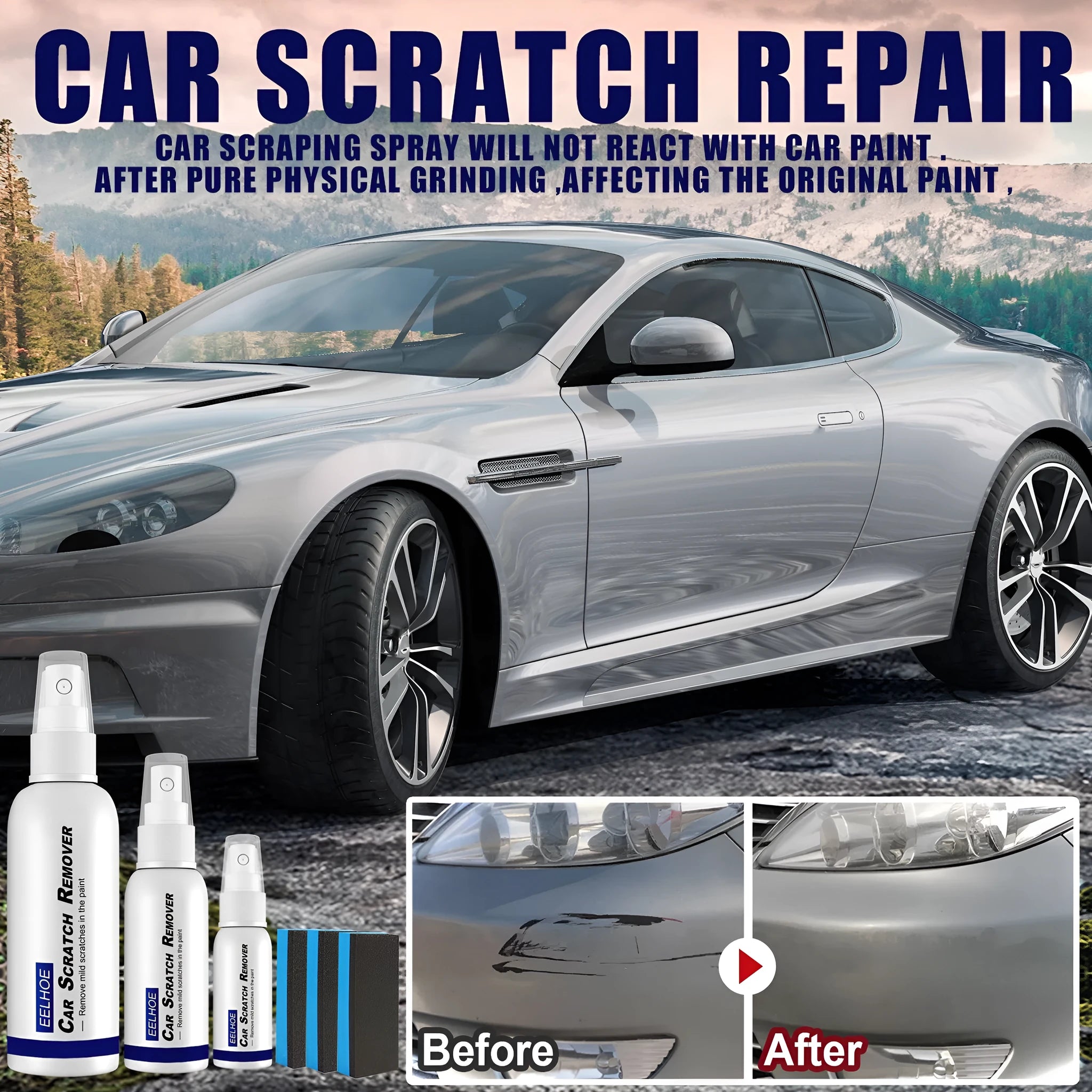 Car scratch repair spray can for automotive paint surface scratch removal with sealing glaze coating