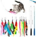 Cat handheld teaser fishing rod set with feather replacement heads and three-section design