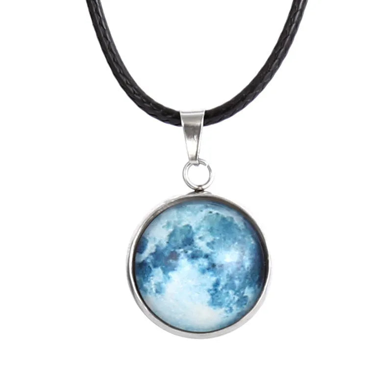 Luminous Christmas moon night sky constellation pendant necklace with adjustable alloy chain