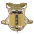 Tactical dog harness vest made from breathable polyester with hand holding rope and reflective strip in army green colour