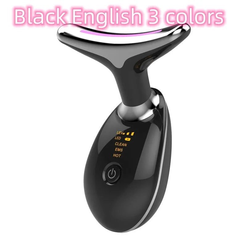 Beauty neck fade care massage instrument with ultrasonic infrared colour light functions in white
