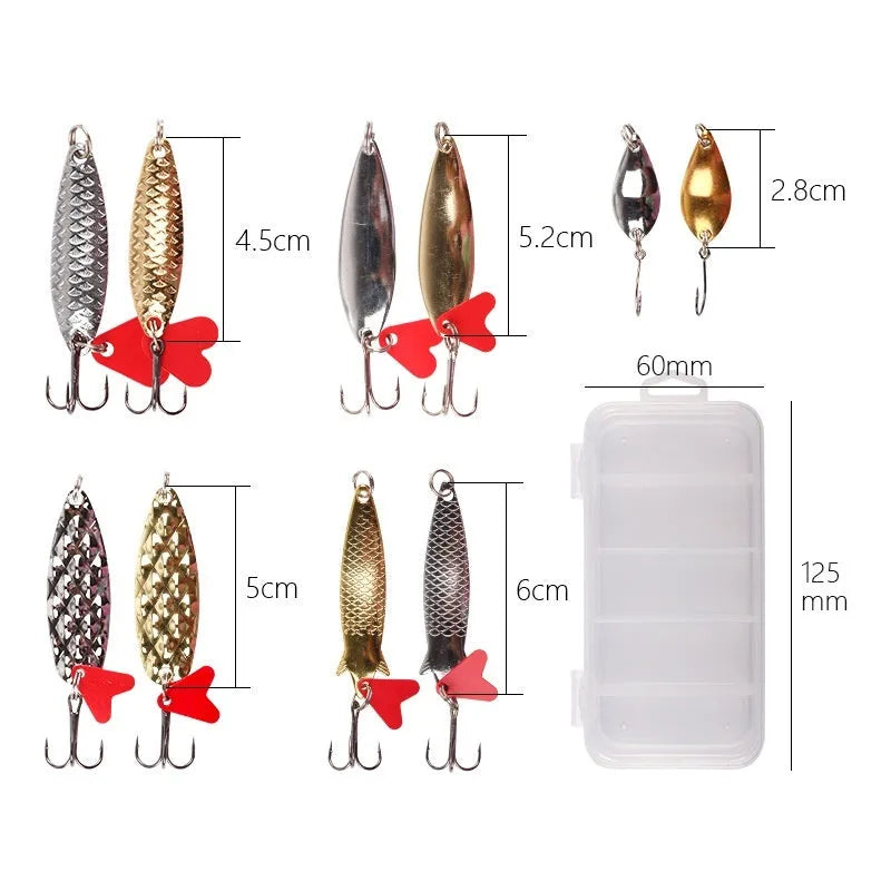 Metal pineapple sequins for fishing lure making in gold and silver colours with box packaging