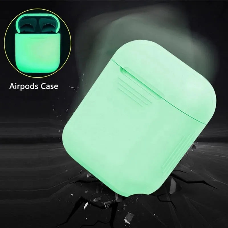 Luminous silicone flip-open protective case for Apple AirPods wireless earphones