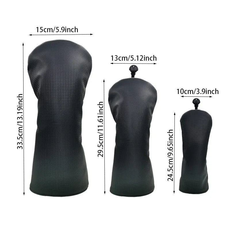 Black golf club cover for No.1 wood, fairway wood, or iron wood club head protective sleeve