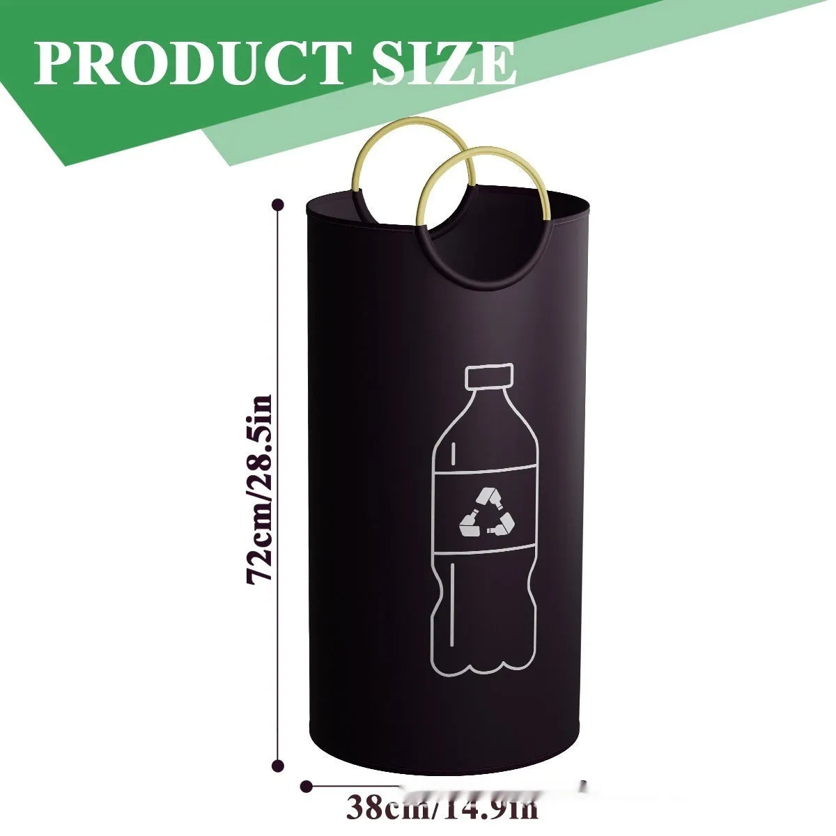 Round portable plastic trash can measuring 38x72cm for office and outdoor use
