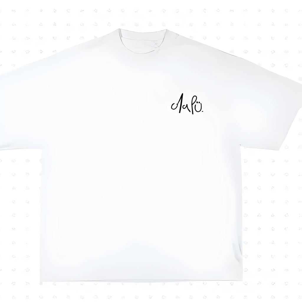 Cotton pattern printed short sleeved loose fit round neck shirt in black and white for street hip hop casual style
