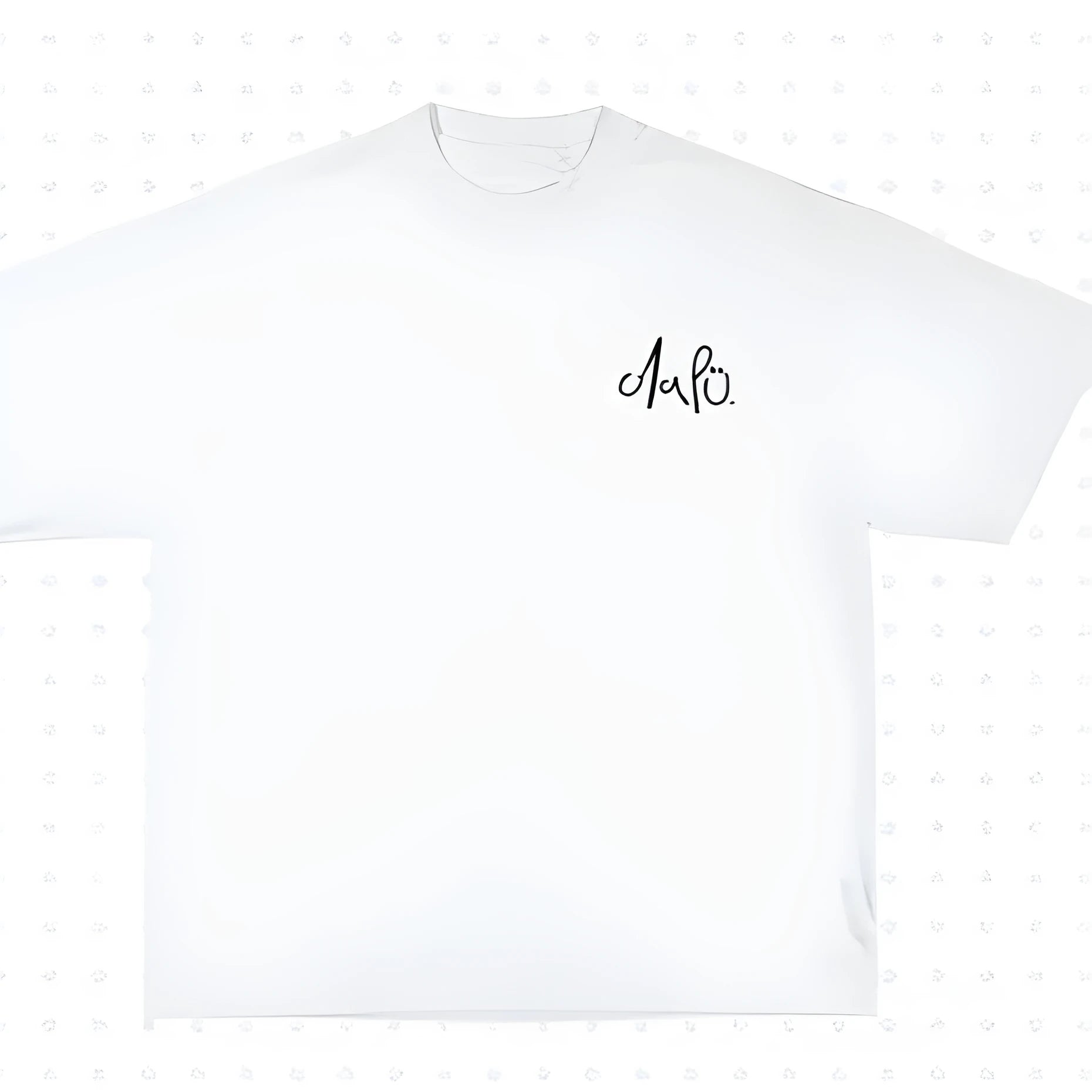 Cotton pattern printed short sleeved loose fit round neck shirt in black and white for street hip hop casual style
