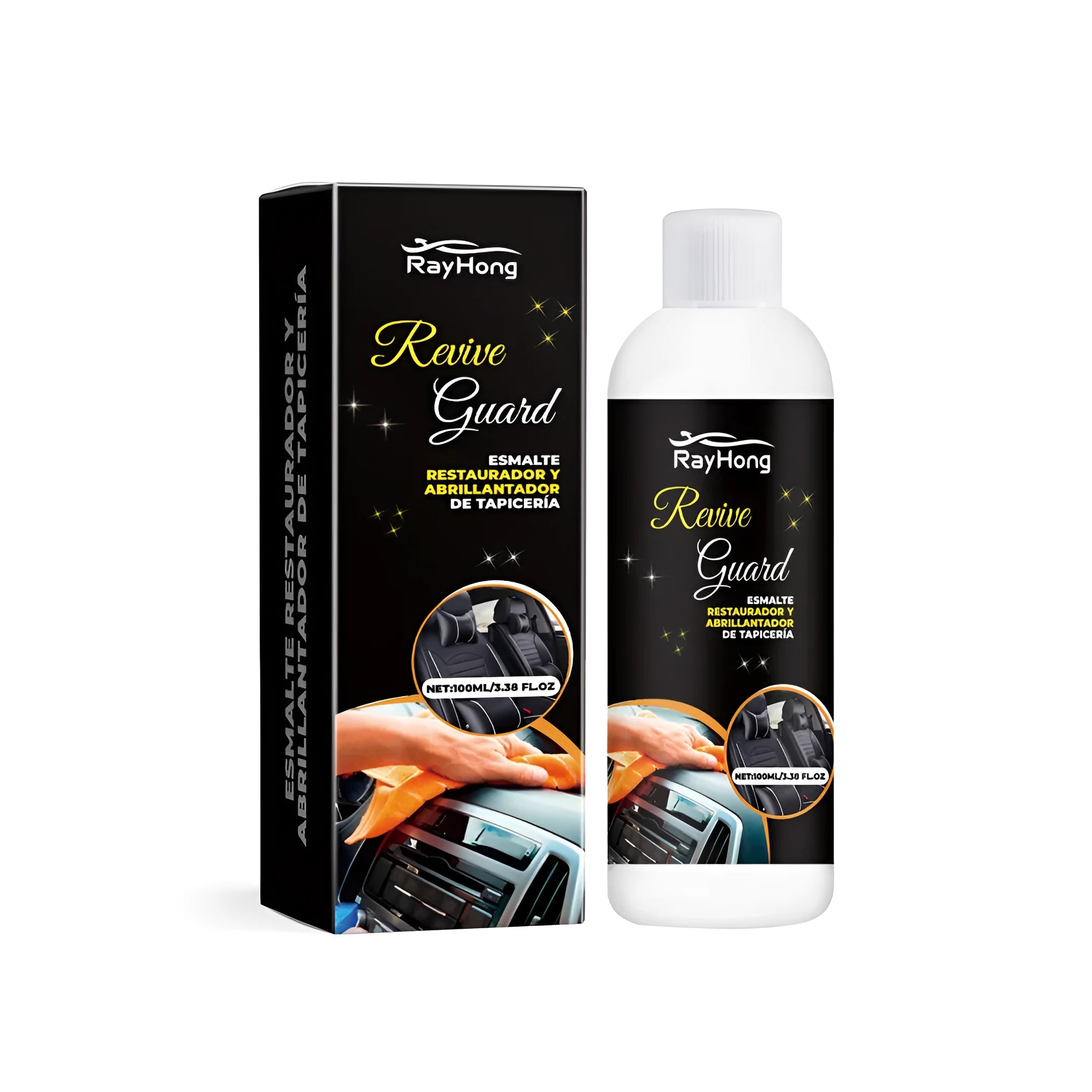 Tube of car interior polish measuring 3.8 cm diameter for dashboard and trim maintenance