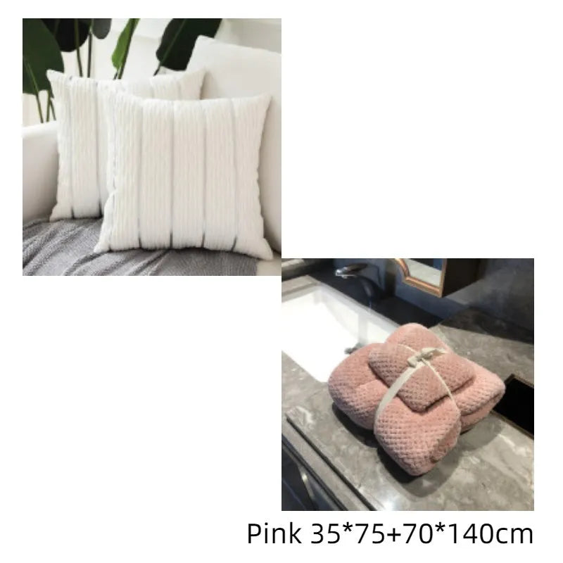 Plush velvet cushion cover in stripe pattern, 45x45cm, available in multiple colours for sofa use.