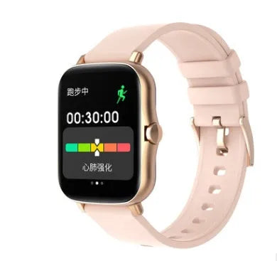 Smart sports watch with blue strap and 1.7-inch colour touch screen displaying fitness metrics