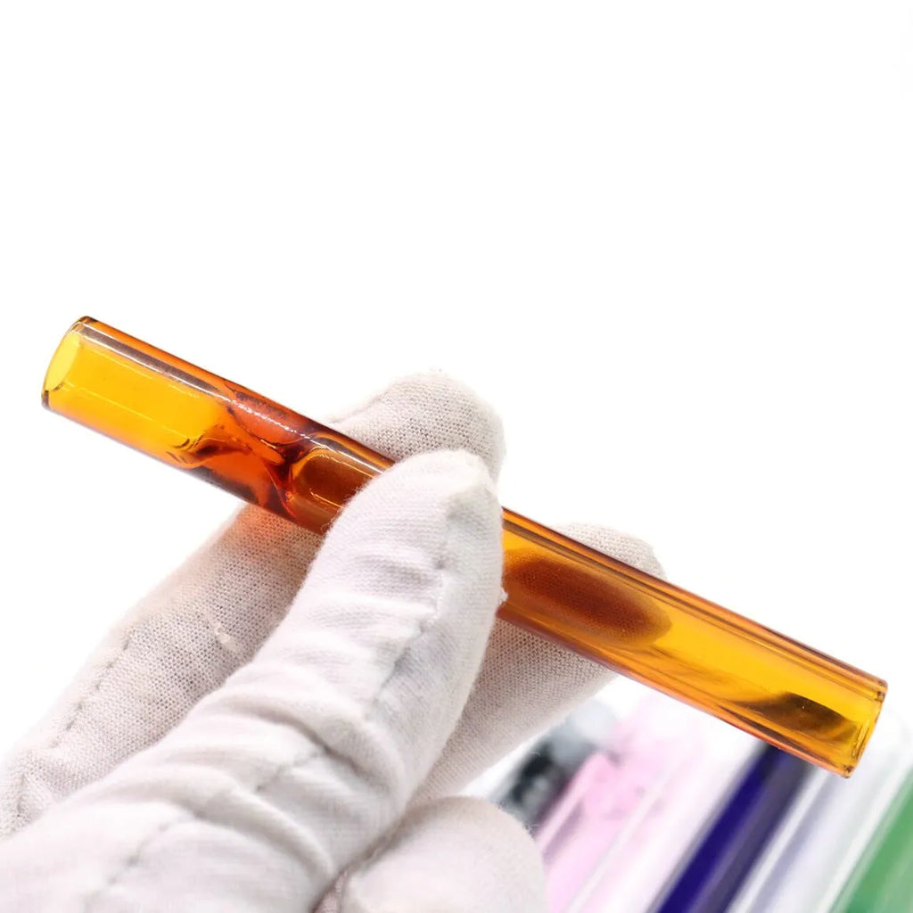 Telescopic glass smoke pipe with clear straight suction nozzle in transparent style