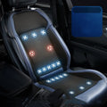 Car seat cooling pad with refrigeration, massage and ventilation functions in minimalist black design