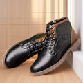 Men's Martin ankle boots in black with side zip, round toe, artificial PU upper, and rubber sole