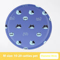 Round gel cooling mat for pets with cartoon design in blue or beige colours