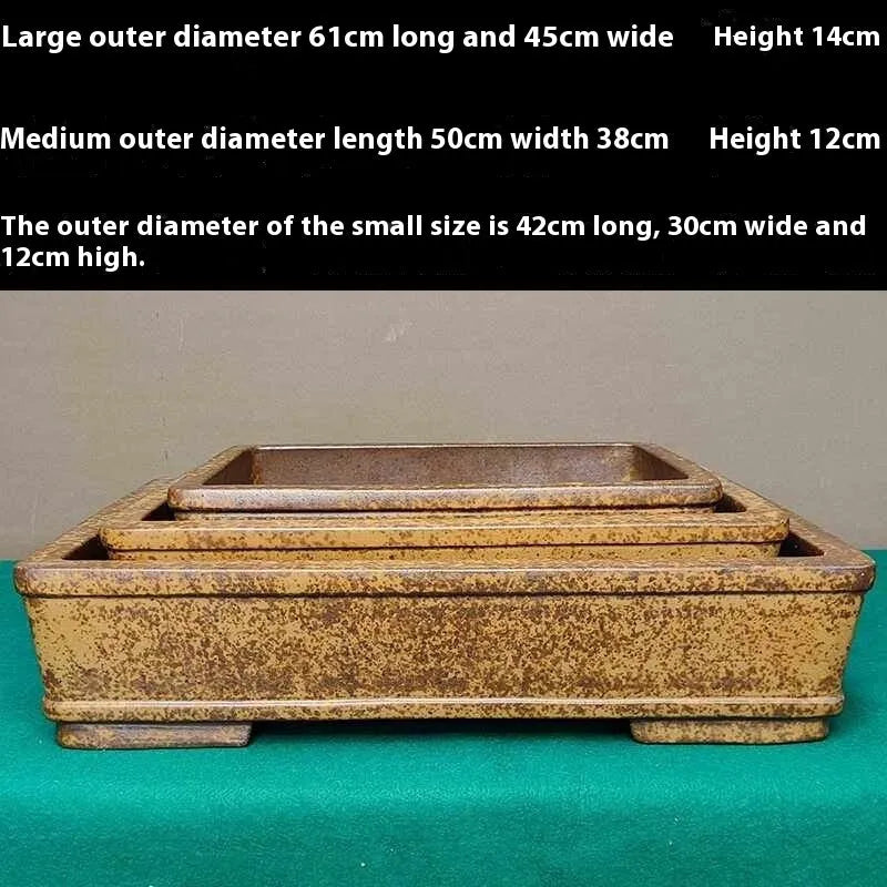 Straight shallow rectangular Yixing fine Zisha purple sand flowerpot for plants