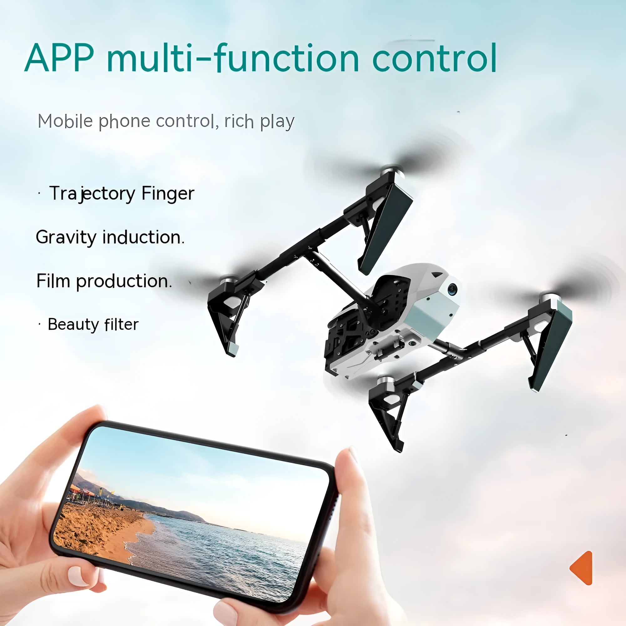 White KS66 UAV drone with 8K camera, alloy body, and optical flow positioning for outdoor aerial sports