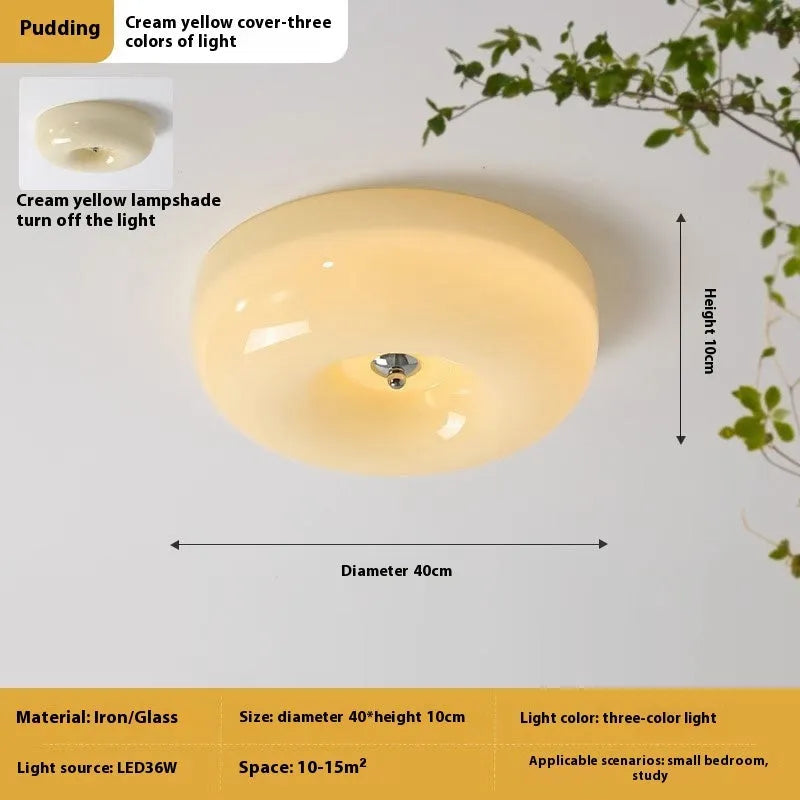 Cream coloured American vintage style bedroom ceiling light with three-colour switching