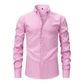 Men's striped long sleeve business shirt with lapel collar in non-iron anti-wrinkle fabric