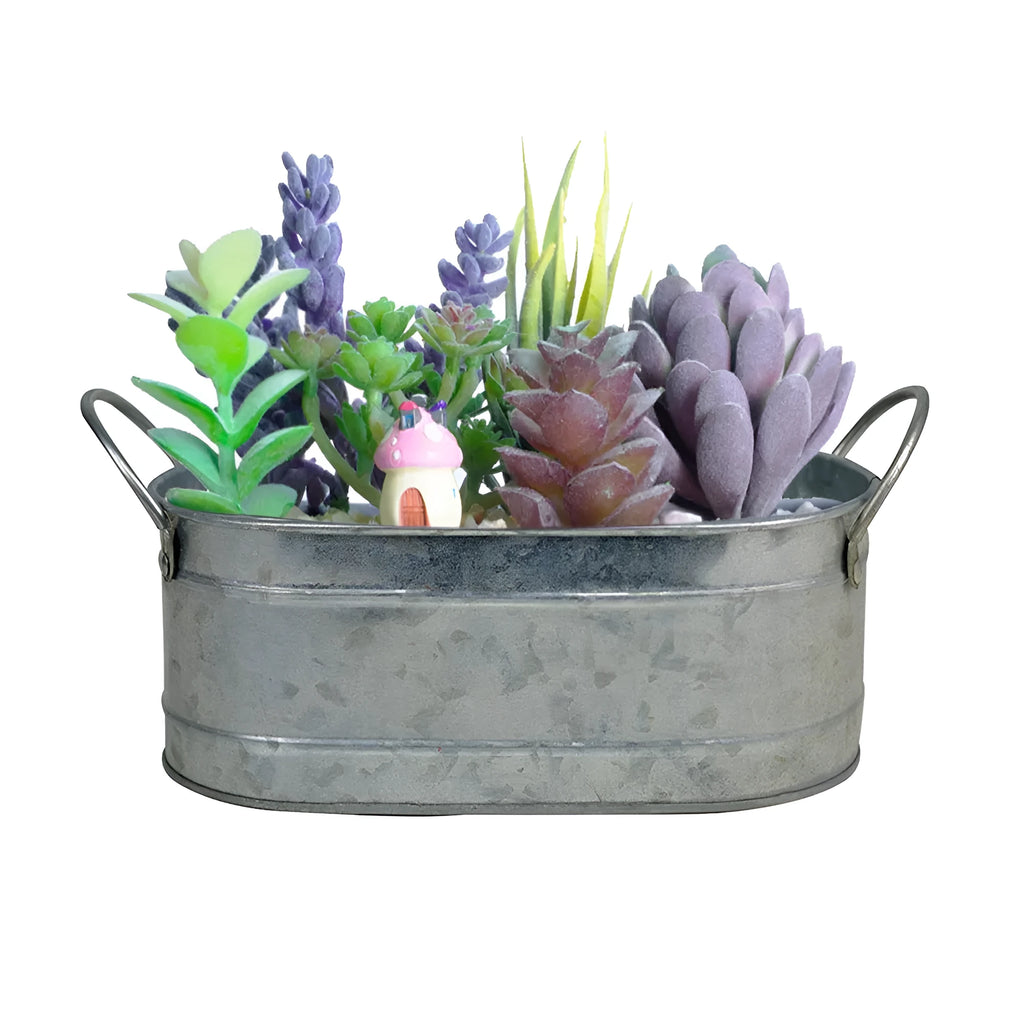 Iron sheet succulent flowerpot in desktop style with metal construction