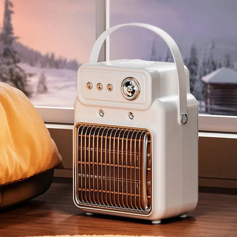 White 1200W 2 in 1 humidifying PTC room heater with spray mist, 19cm x 25cm, for office or bedroom use