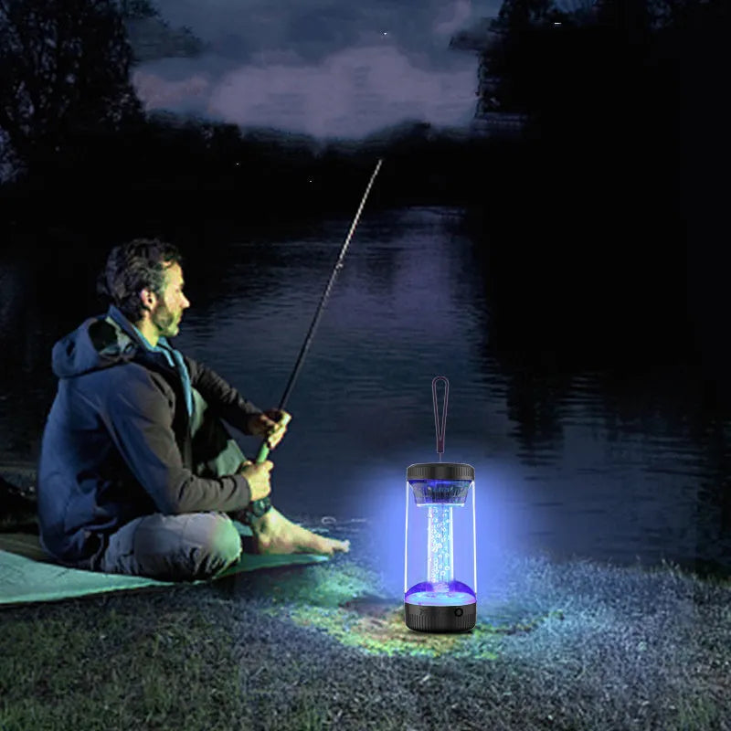Black portable Bluetooth speaker with LED light and FM radio, 190x85x85mm, IPx3 waterproof