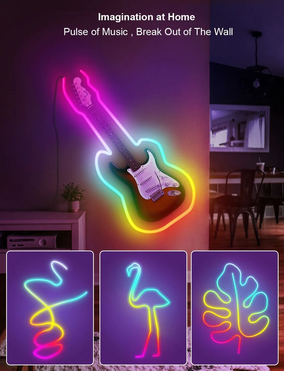 3-metre RGB neon light strip with remote control for Bluetooth and WIFI connectivity