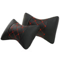 Black quilted artificial leather car headrest pillow with choice of coloured stitching for cervical support