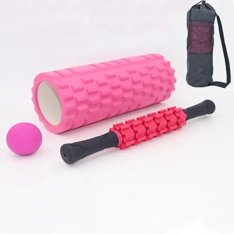33cm black fitness foam roller with integrated massage shaft gear and bar stick elements
