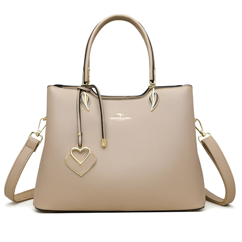 Women's black PU messenger bag with cross-body strap and multi-layer interior compartments.