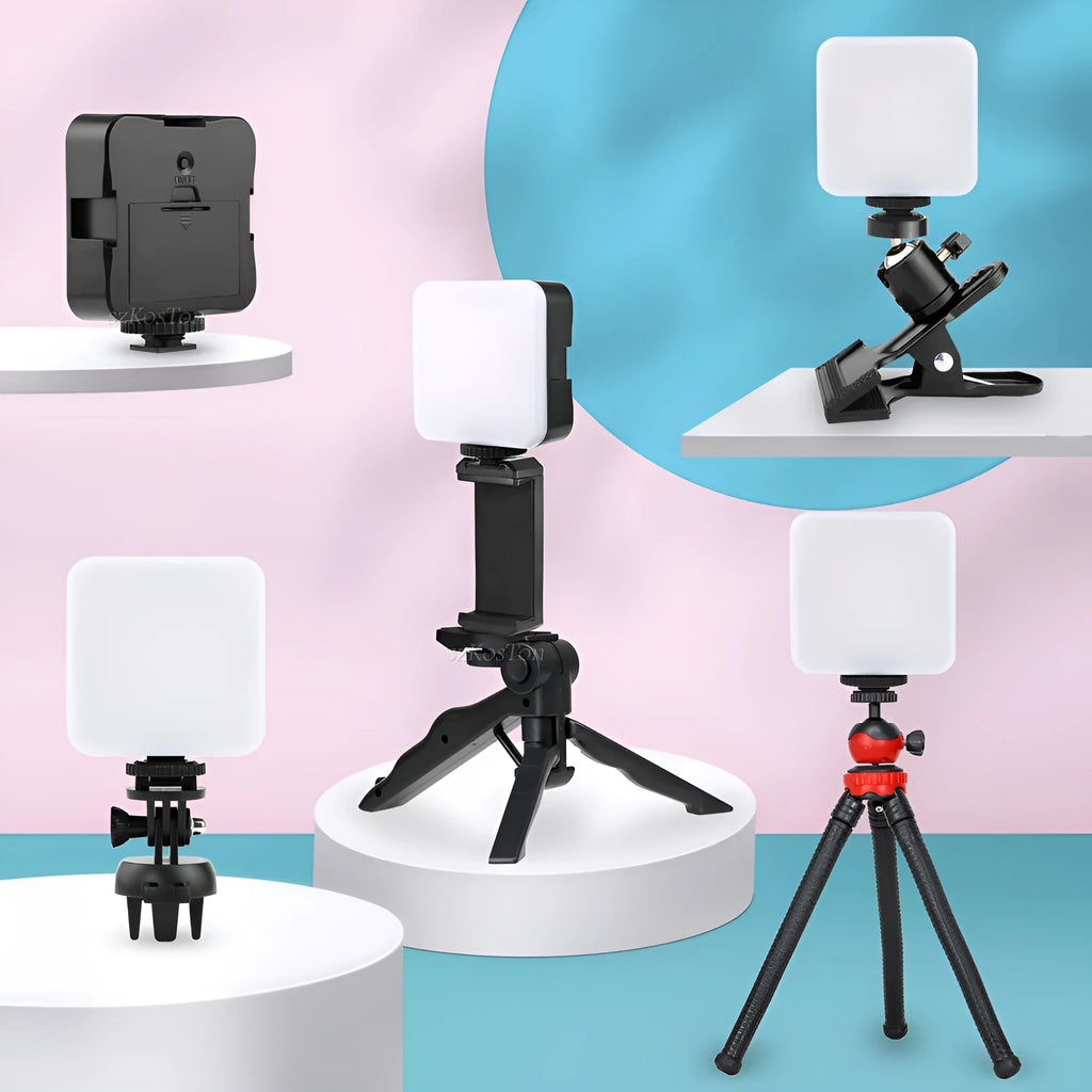 Universal top flash LED mini square outdoor pocket light tripod with rotatable head