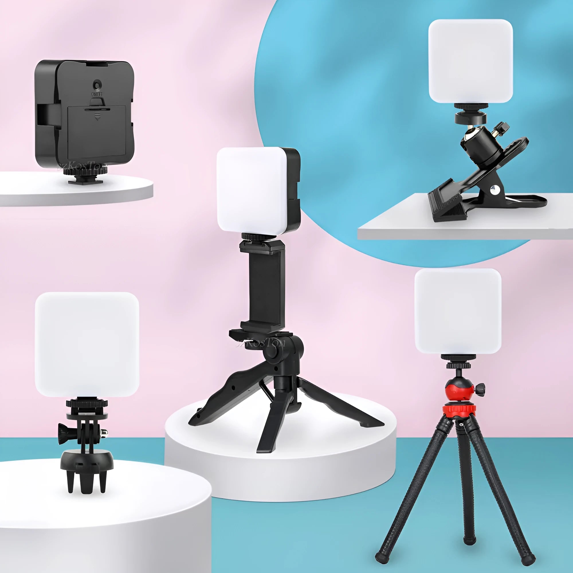 Universal top flash LED mini square outdoor pocket light tripod with rotatable head
