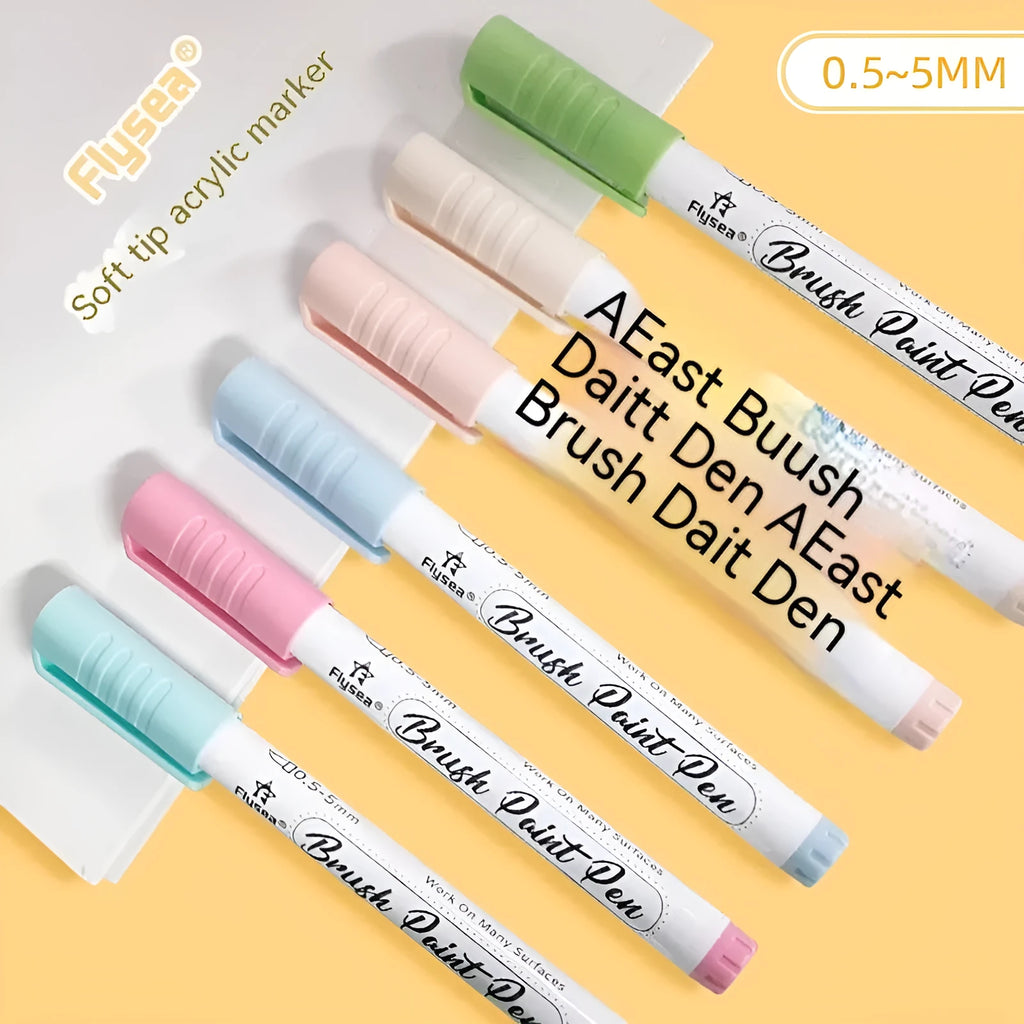 Soft head gouache pen set for hand lettering and greeting card artwork with brush tips