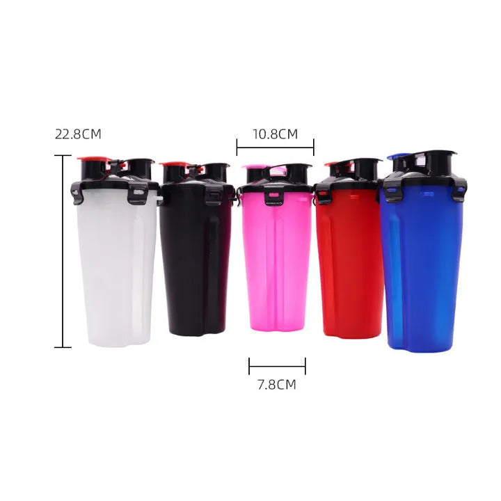 2-in-1 portable pet water and food cup in white, 350ml capacity, made from PP plastic