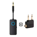 Black Bluetooth 5.4 audio adapter with flexible 3.5mm aux plug for wireless car and home audio connectivity