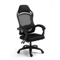 Ergonomic computer gaming chair in black with footrest and nylon wheels
