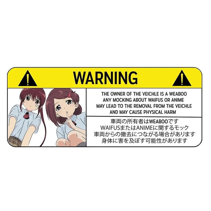 Funny comic car warning sticker in colour style 01, 13cm PVC decal
