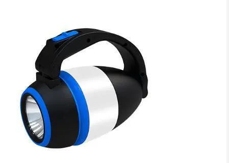 Black green three-in-one LED camping lamp with adjustable head and USB charging port