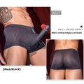 Men's striped nylon boxer briefs in free size shown in black, white and dark grey colours
