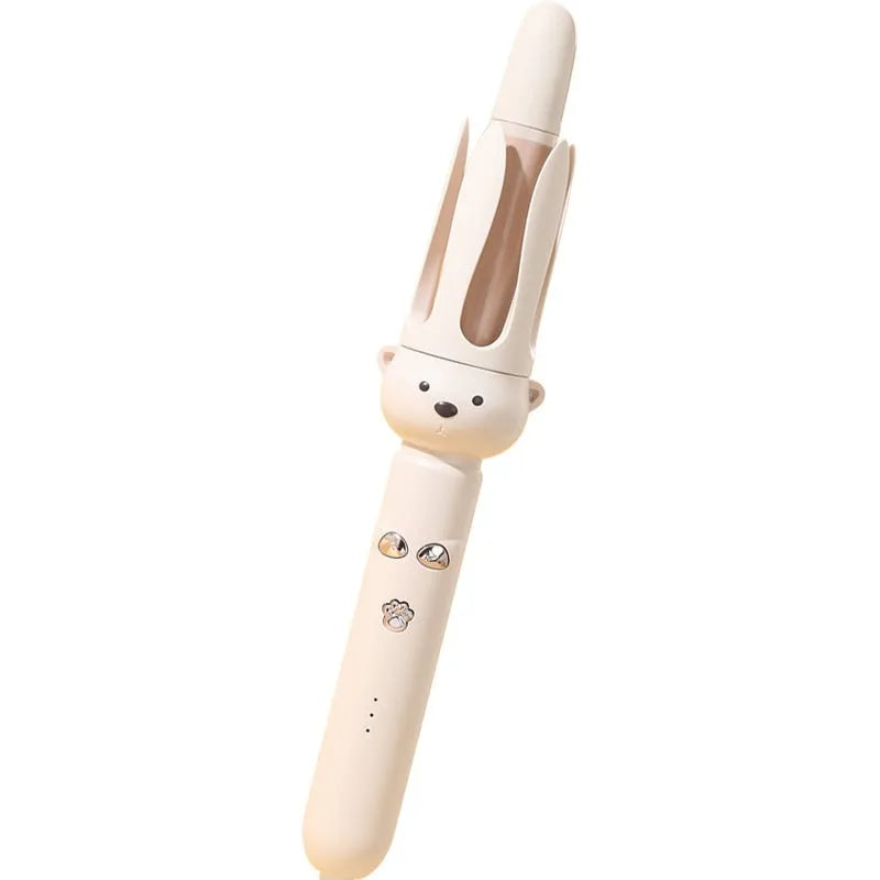 Beige FS-H208 anion automatic hair curler with hair stick accessory on white background