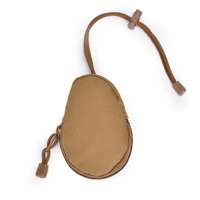 Compact Oxford cloth outdoor key bag 13cm x 8cm with telescopic rope and zipper in black colour