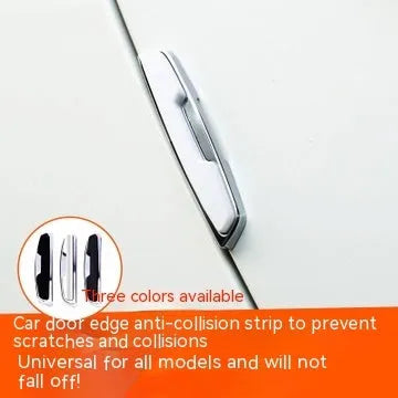 Set of four black plastic silicone car door bumper strips measuring 9.5x2 cm for anti collision protection