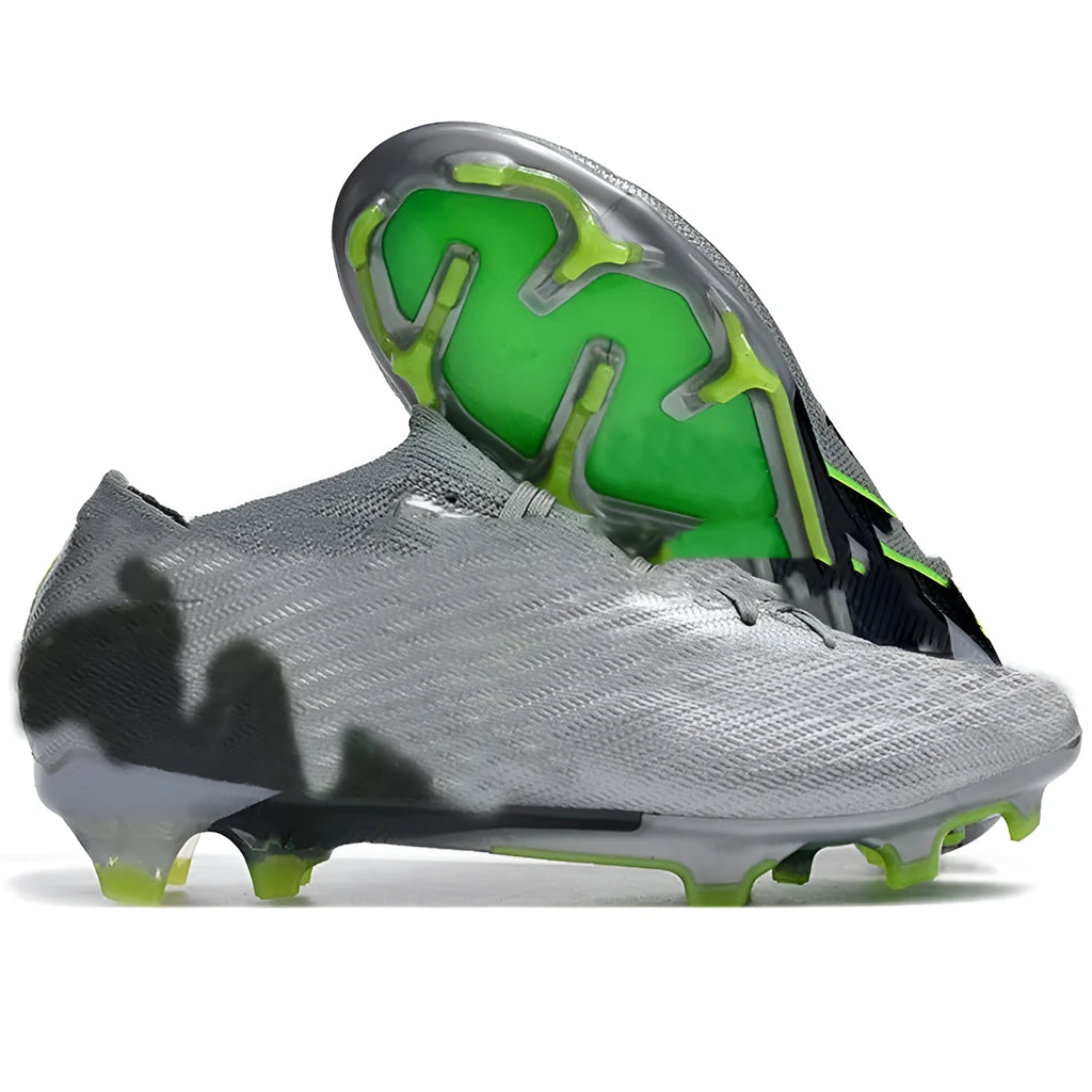 Men's black knitted football shoes with built-in air cushion sole and rubber FG studs