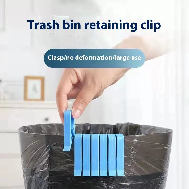 PP plastic bin bag fixing clip attached to rubbish bin side
