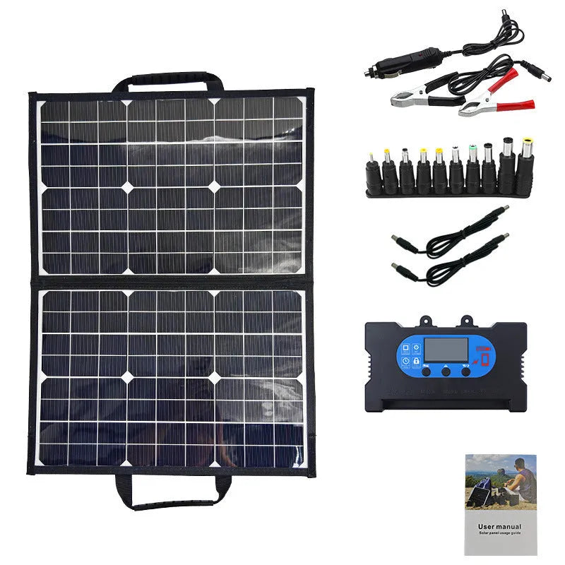 Black 40W portable folding solar panel bag with compact 425x285x8mm folded dimensions
