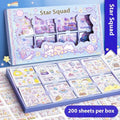 Sticker goo card notebook open showing self-adhesive pages with cute meatballs design