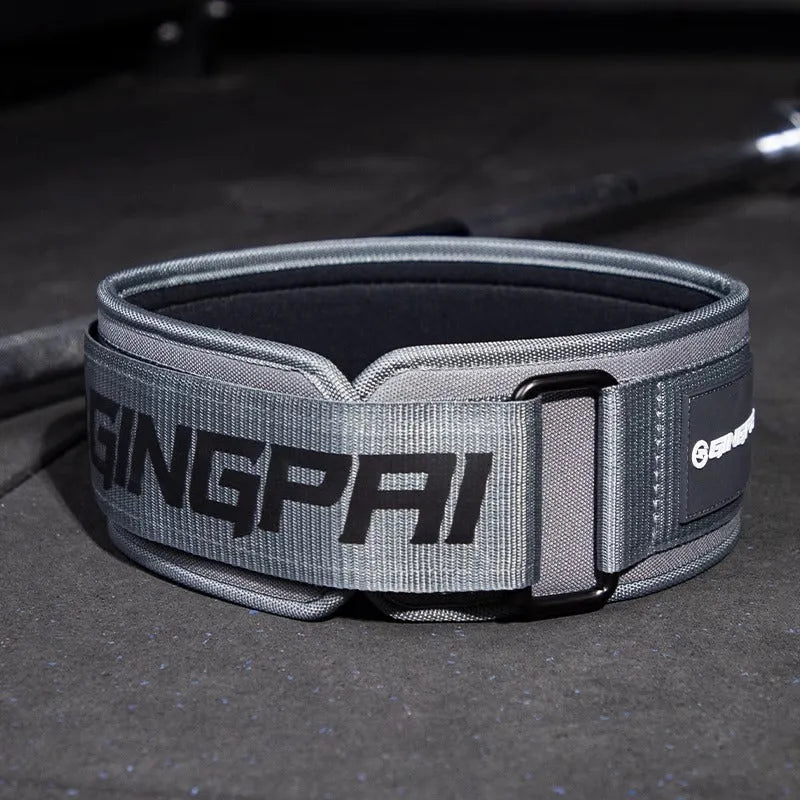 Abdominal exercising band and lumbar support belt for weightlifting and squat training.