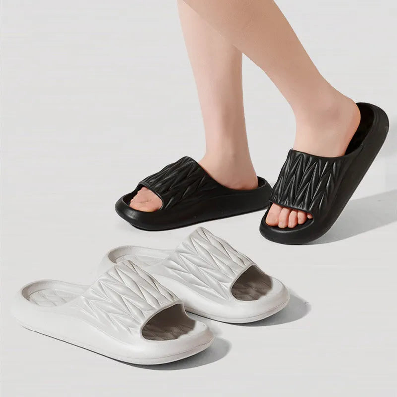 Leaf texture design EVA foam slippers in various colours with non-slip sole for indoor household use